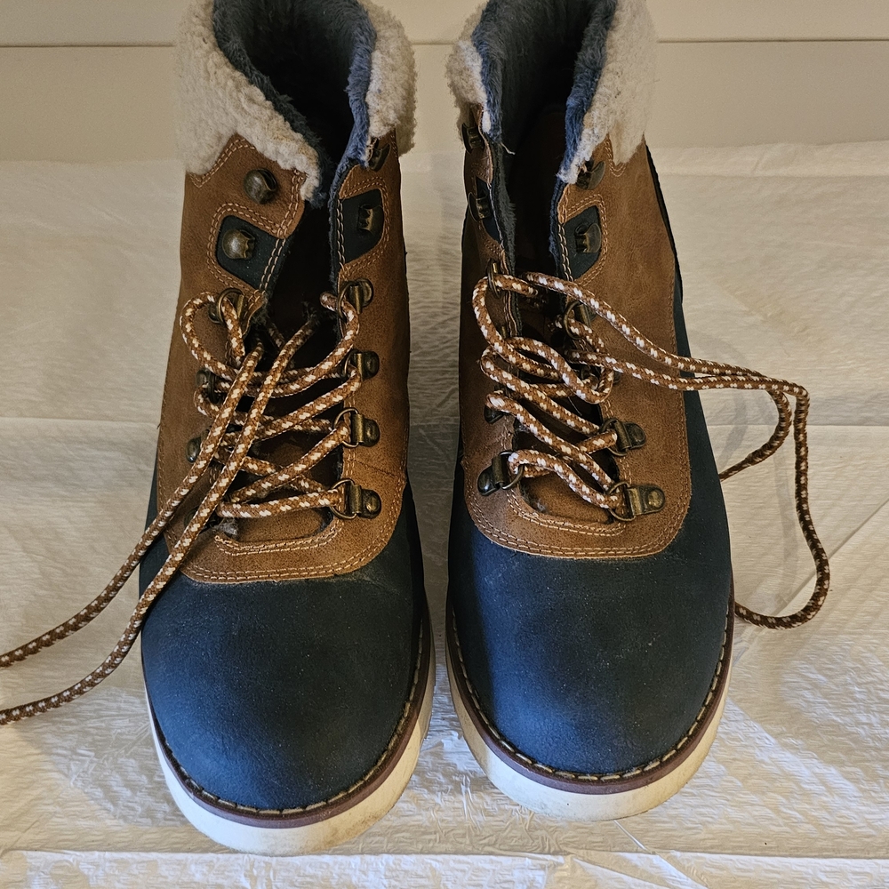 Brown and Blue Ankle Boots